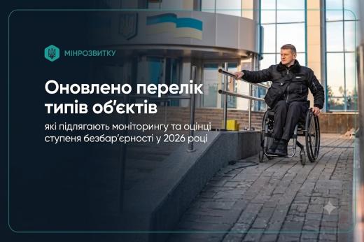 Оновлено перелік типів обʼєктів, які підлягають моніторингу та оцінці ступеня безбар’єрності у 2026 році