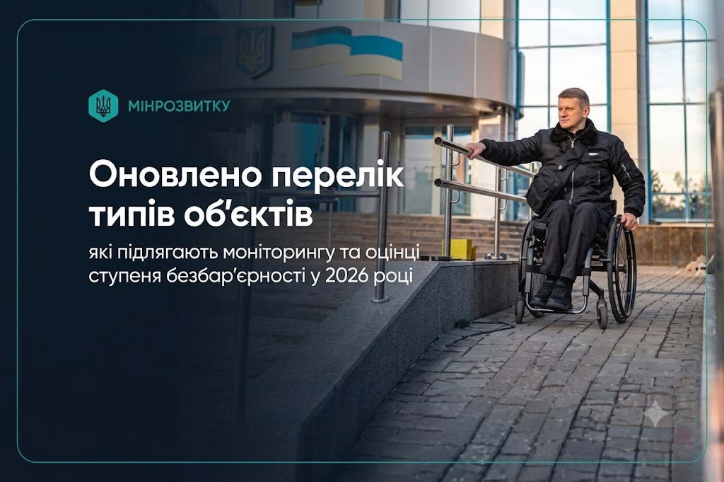 Оновлено перелік типів обʼєктів, які підлягають моніторингу та оцінці ступеня безбар’єрності у 2026 році